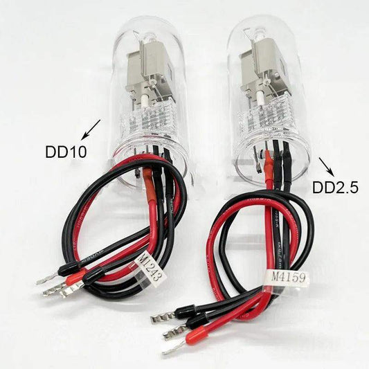 DD2.5 and DD10 deuterium lamps for UV spectrophotometer research and experiments with wiring