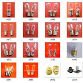 Set of 10 E14 transparent spiral old screw indicator bulbs for various voltages including 12V, 24V, 36V, 60V, 110V, and 220V