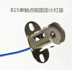 Small B15 bayonet indicator light bulb holder with blue wire for 6V-48V 5W-10W bulbs