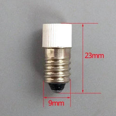 E10mm screw LED 6.3V indicator light bulb with dimensions 23mm height and 9mm diameter
