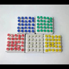 BA9S LED indicator bulbs in red, blue, green, white, and yellow colors arranged in sets