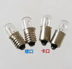 Screw and bayonet lamps with clear bulbs and metal bases for 1.5V to 6.3V applications, available in 1W, 3W, and 6W power ratings.