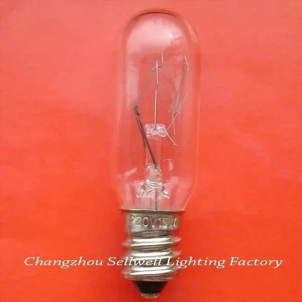 Miniature 220V 15W E12 base clear miniature lamp on orange background