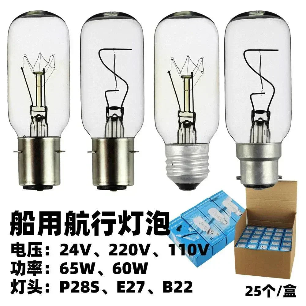 Clear navigation lamp bulbs 220V 65W B22d P28s E27 ship lighting set with 25 pieces per box