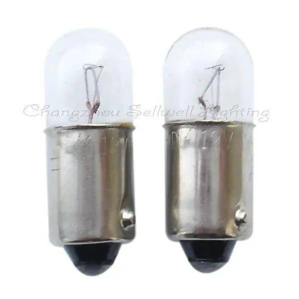 Two 12V 5W BA9S miniature light bulbs with clear glass and metallic base
