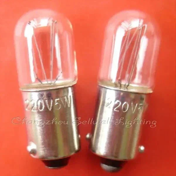 10pcs miniature light 220V 5W ba9s t10x28 indicator bulbs pilot lamps