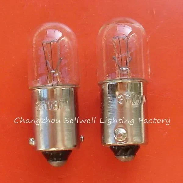 36V 3W BA9S miniature lamp bulb with clear glass and metal base for indicator lights
