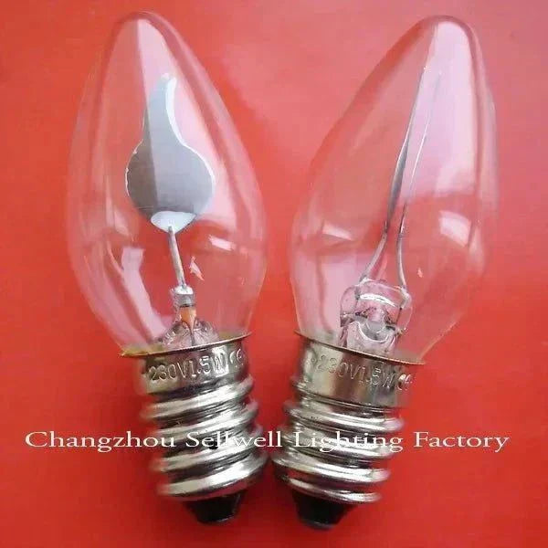 230V 1.5W T22X58 miniature lamp bulbs with screw base on red background