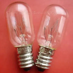 230V 25W E14 miniature bulbs T22x56 pair on red background