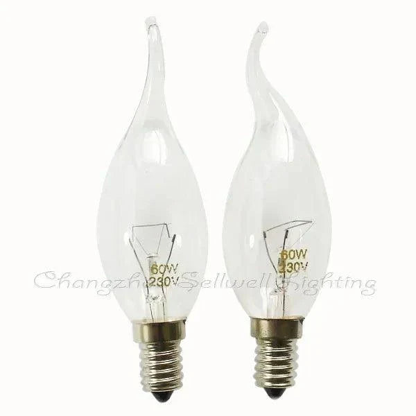 10pcs miniature bulb 230v 60w e14s candle flame indicator lamp