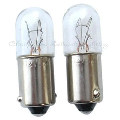 Set of 10 miniature 12V 5W BA9S T10x28 glass bulbs with metal bases for lighting applications