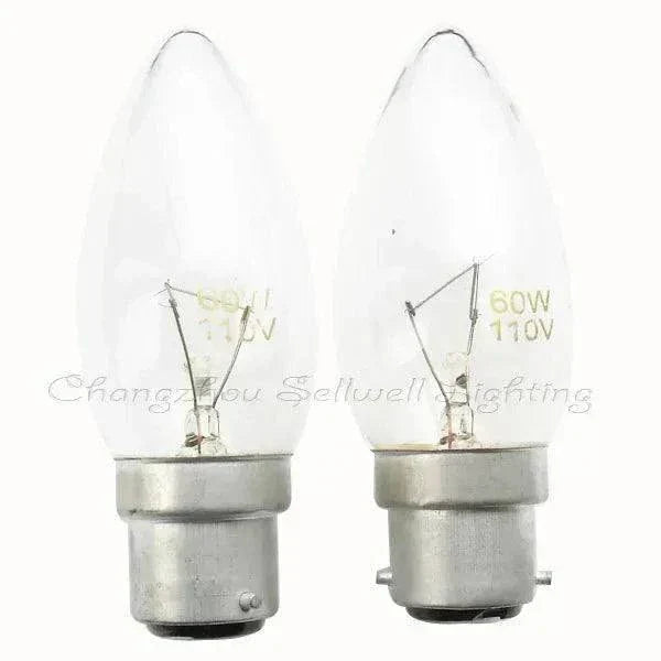 10pcs miniature light bulbs 110v 60w B22 base clear glass small bulbs