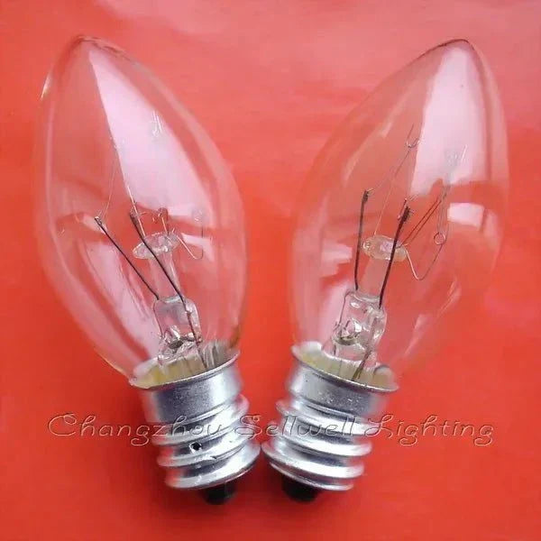 10W 220V E12 base miniature light bulbs T22x51 clear glass set of 2