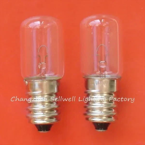 Miniature light 12V 10W E14 T16X45 bulb with clear glass and metal base set of 2