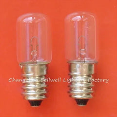 Miniature light 12V 10W E14 T16X45 bulb with clear glass and metal base set of 2
