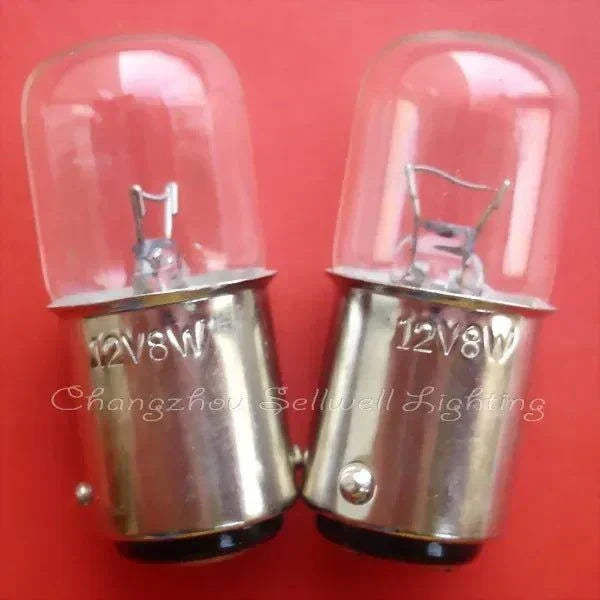 12V 8W miniature bulbs with Ba15d base, model A338, T16x39 size, pack of 10