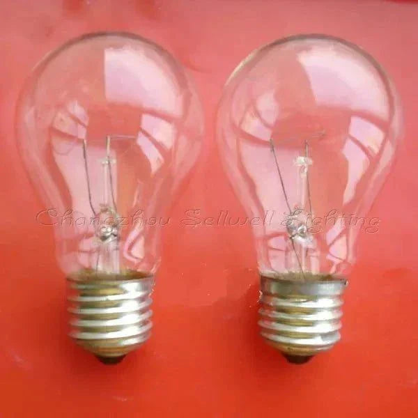 Two miniature bulbs 36v 40w with E27 base on red background