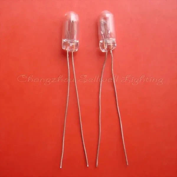 10pcs miniature lamp 12v 1.2w small clear bulbs with long metal leads on red background