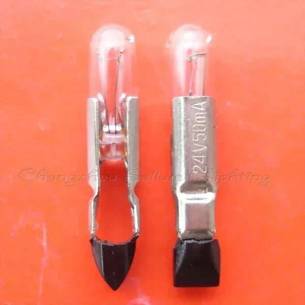 Miniature lamp 24V 50ma with T4.6 base and 4mm diameter on orange background