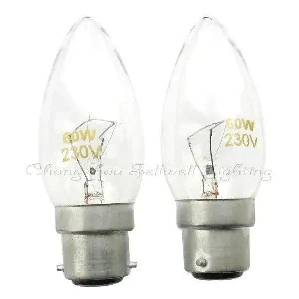 10pcs miniature light bulbs 230v 60w B22 base clear glass bulbs