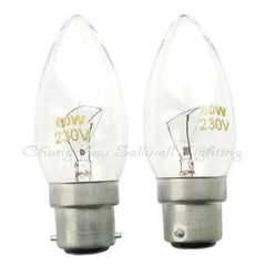 10pcs miniature light bulbs 230v 60w B22 base clear glass set