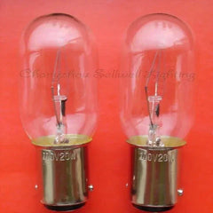 Two miniature lamps 110v 20w Ba15d base indicator bulbs on red background