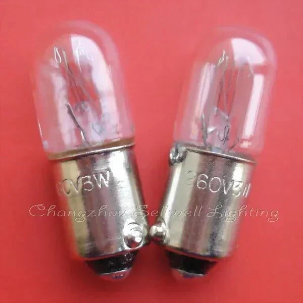 Miniature light 260v 3w ba9s bulb T10x28 pack of 10 fast shipping