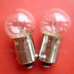 12V 5W ba9s g14 miniature light bulbs with clear glass and metal base on red background