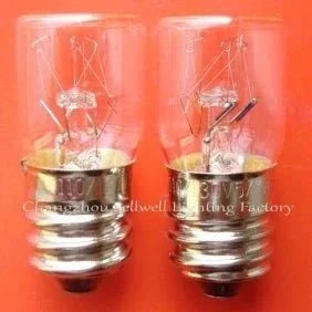 Miniature bulb 110-130V 5-7W E14 base T16X36 size set of two bulbs on orange background