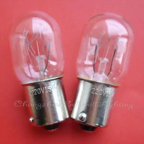 Miniature lamp 220v 15w ba15s indicator bulb pilot light set of 2 on red background