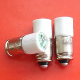 Set of 10 LED lamp 24v MG6 base bulbs on red background