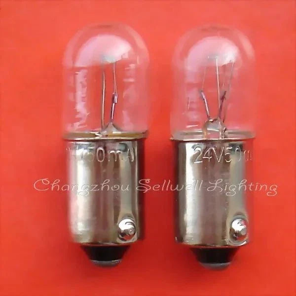 Set of 10 miniature bulbs 24V 50mA BA9S base T10x28 size for lighting use