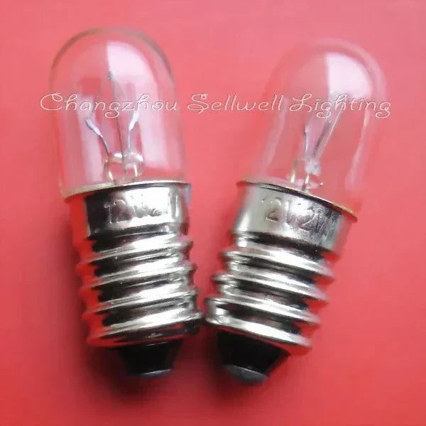 Minature lamp 12v 2w E10 base indicator bulb with 10mm diameter and 28mm length, 10pcs pack
