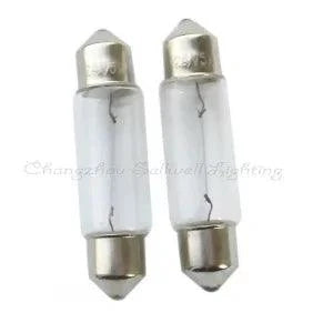 Two clear auto lamp 24v 5w 10x39 bulbs with metal caps on both ends