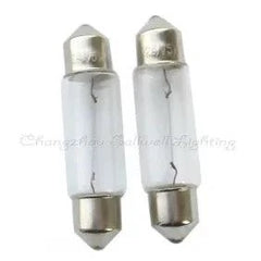 Two clear auto lamp 24v 5w 10x39 bulbs with metal caps on both ends