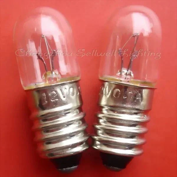 Miniature 12V 0.1A E10 base clear glass bulb with metal screw base