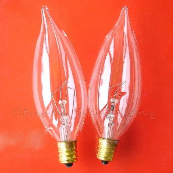 Miniature 120v 40w E12 base clear flame tip light bulbs