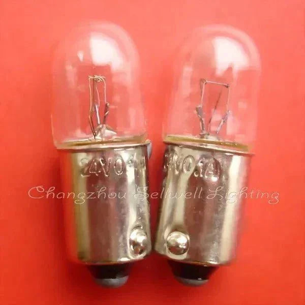 10pcs miniature bulbs 24v 0.1a ba9s t10x28 with clear glass and metal base on red background