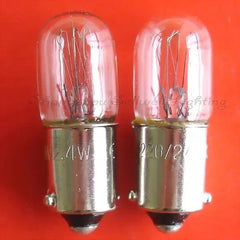 10pcs miniature bulbs 220-240V 2.4W Ba9s base t10x28 model A591 on red background