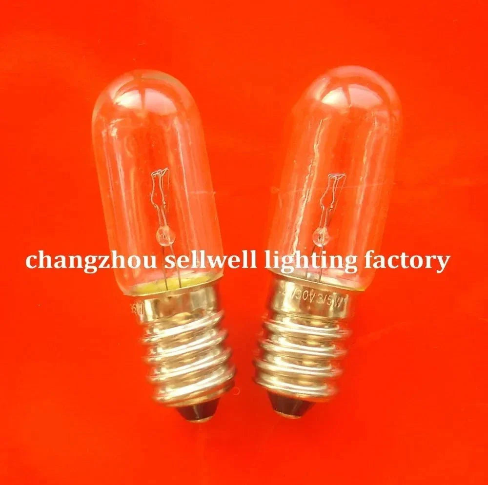 Two miniature E14 bulbs 24/30V 3/5W on orange background