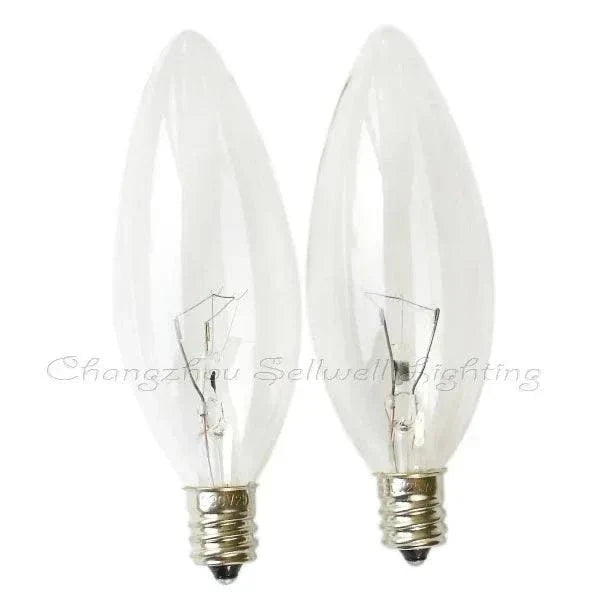 10pcs 230V 25W E12 base candle lamps light bulbs clear glass flame tip