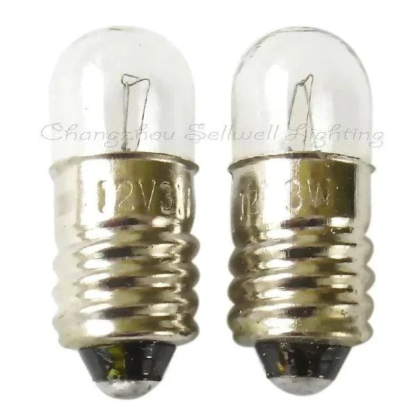 10pcs Miniature light 12v 3w E10 base t8.5x24mm clear bulb set