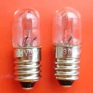 10pcs miniature bulbs 220-240V 3W E10 base indicator pilot light bulbs