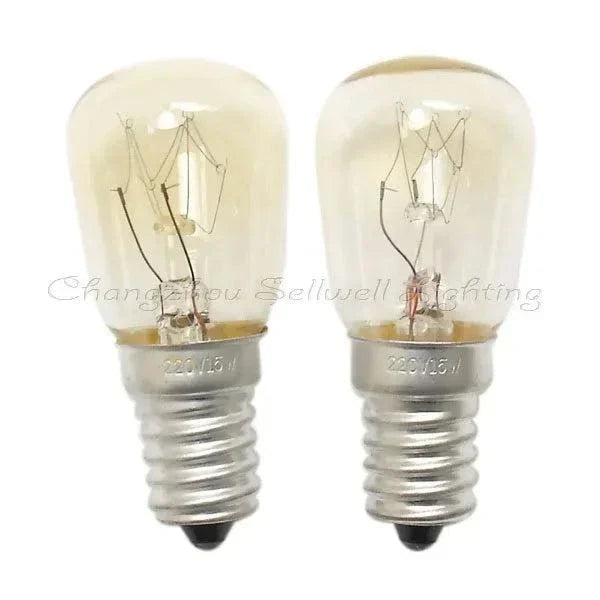 Miniature bulb 220V 15W E14 base transparent glass filament light bulb T26x59mm set of two