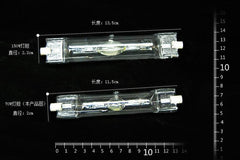 Aquatic plant breeding gold halogen lamps 70W and 150W with measurements on black background