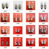 Set of 10 instrument screw bulbs with E10 lamp holders in various voltages including 1.2V to 220V
