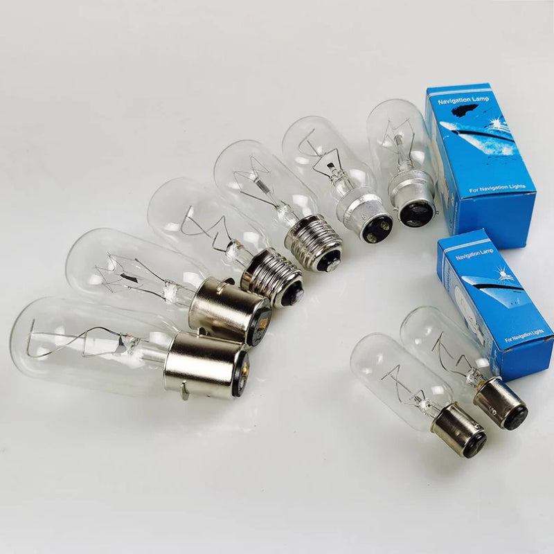 Clear navigation lamp bulbs 220V 40W with P28S base in various sizes including boxed options