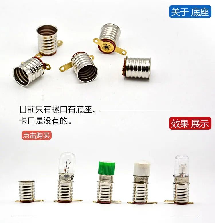 E10 BA9S screw LED bulb sockets with various indicator light bulbs for 6.3V to 220V applications