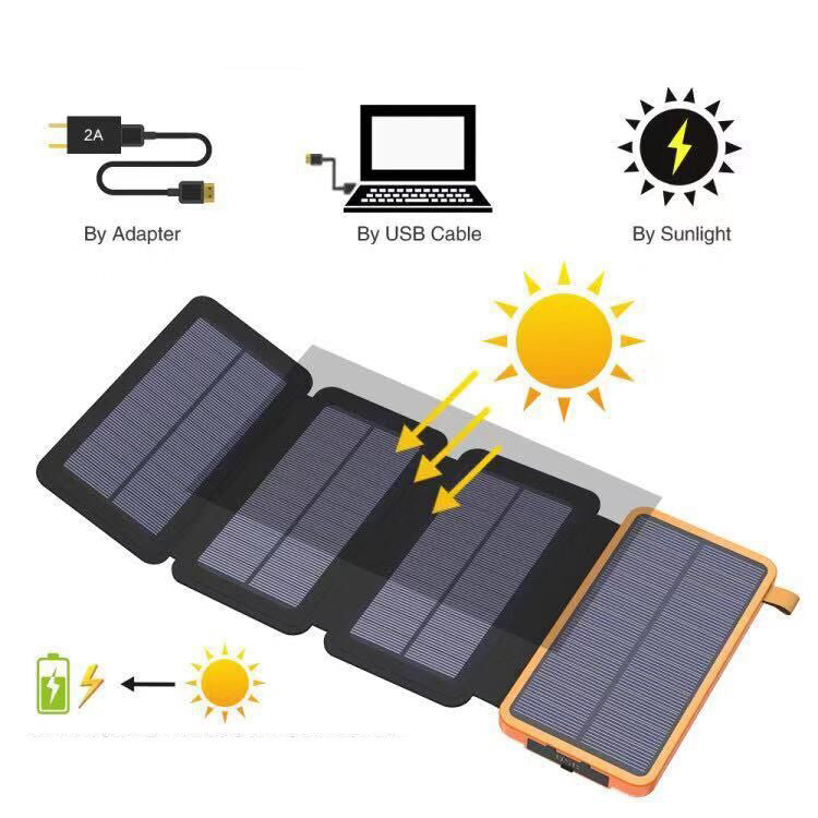 Cross-border foldable solar power bank large-capacity waterproof outdoor lighting mobile power supply ‌armament military‌ 20000mAh