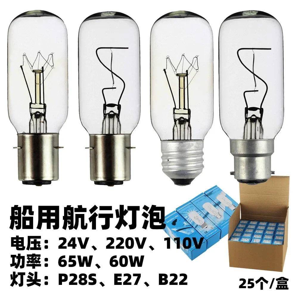 นำทางหลอดไฟ 220V 110v 65W B22d 38X104 24v 40w p28s e27 เรือหลอดไฟ